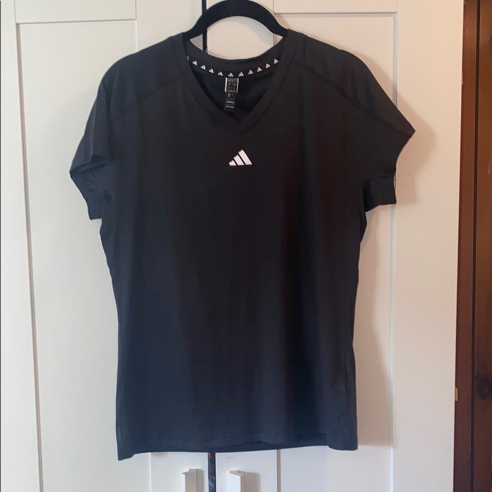 Adidas Women's charcoal V-Neck T-shirt (M)